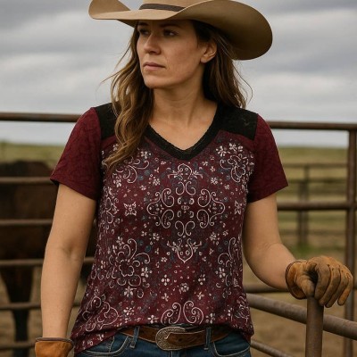 Boho-inspired Burgundy top DG-2513 Profile Picture