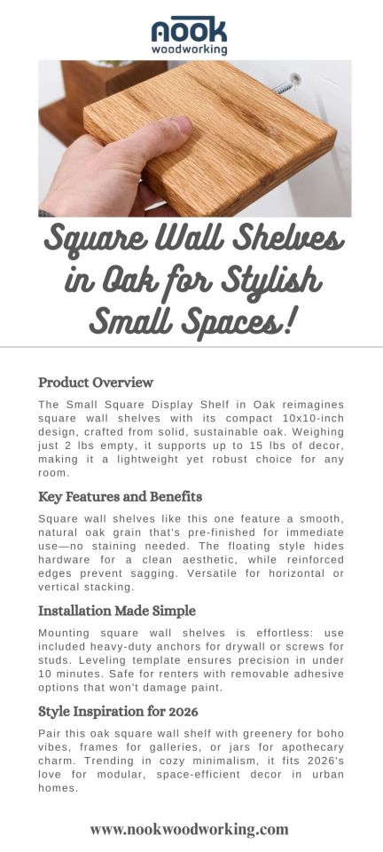 Square Wall Shelves in Oak for Stylish Small Spaces! – @nookwoodworking01 on Tumblr