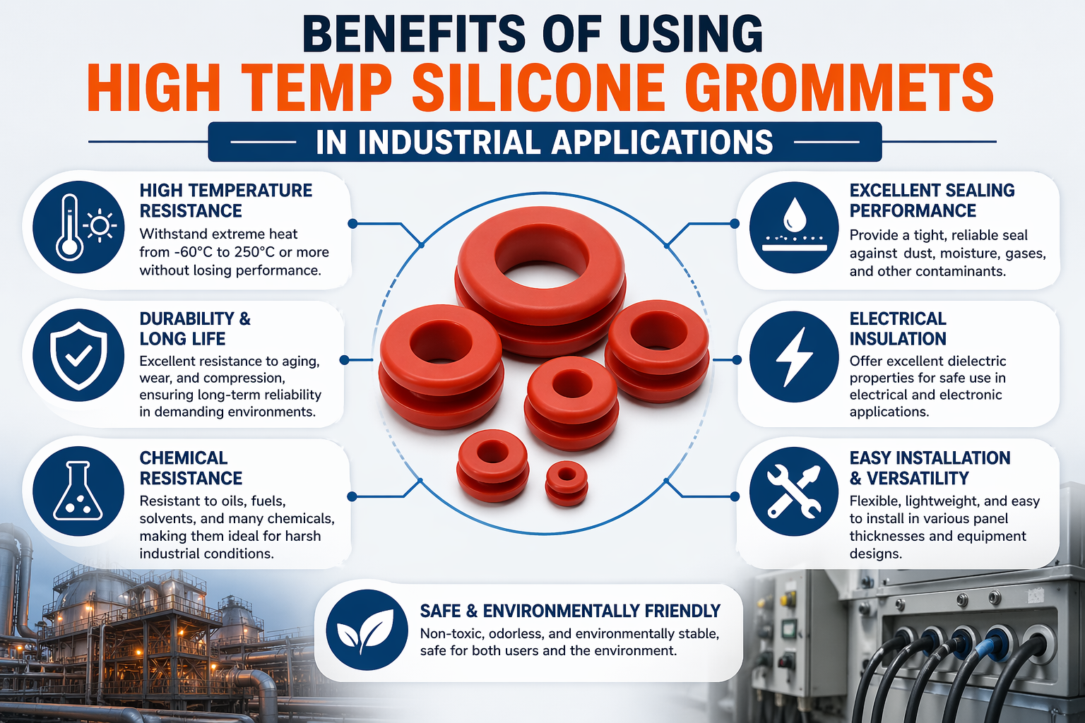 Benefits of Using High Temp Silicone Grommets In Industrial Applications - Lets Blog