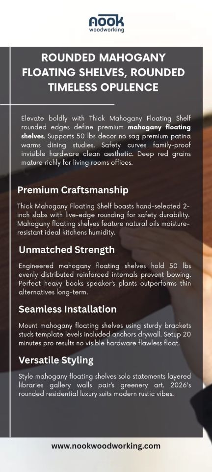 Rounded Mahogany Floating Shelves Rounded Timeless Opulence – @nookwoodworking01 on Tumblr