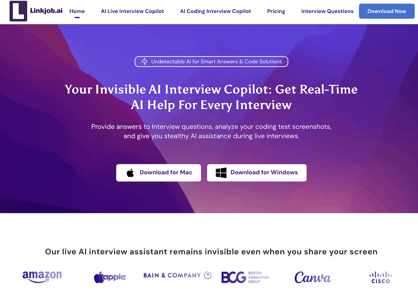 AI Interview Assistant:Undetectable,Real-Time,Coding Help｜Linkjob AI