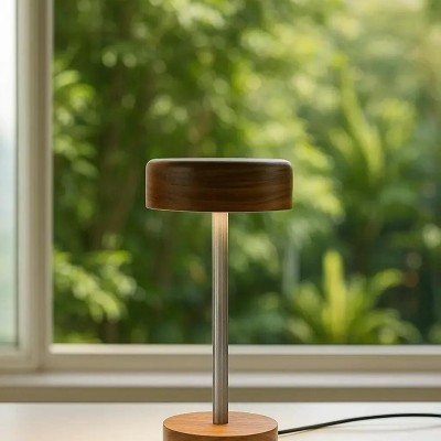 Rosewood & Stainless Steel LED Table Lamp – Modern Minimalist Elegance Profile Picture