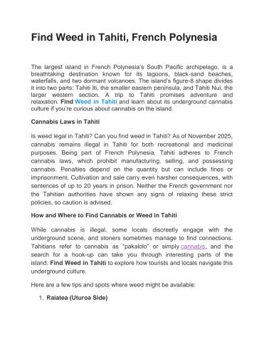 Find Weed in Tahiti, French Polynesia